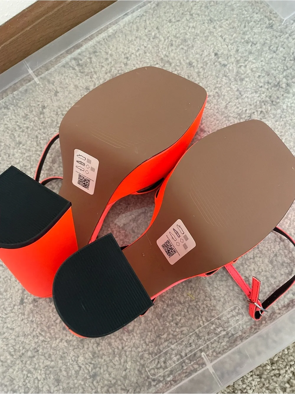 ASOS Design Neon Coral Platform Chunky Heels US 9 or UK 7